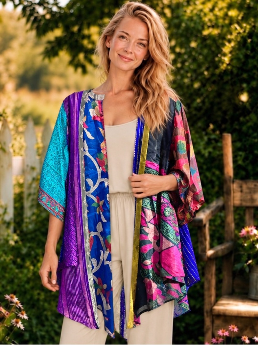 🦚 JG-54 Jaded Gypsy Patchwork Kimono One Size NWT